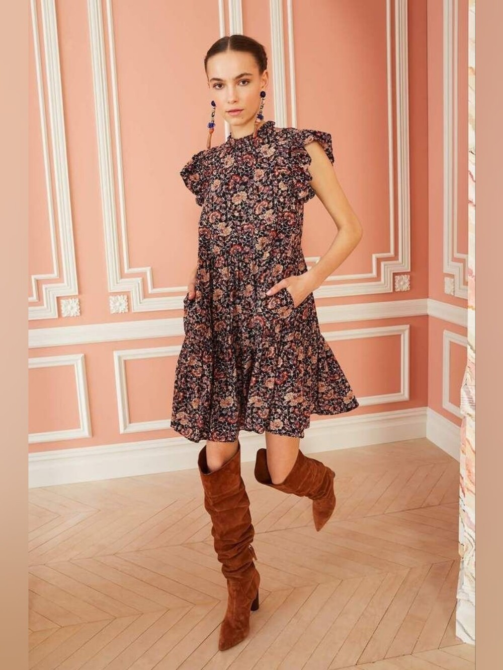 Ulla Johnson Hana Floral Short Sleeve Dress